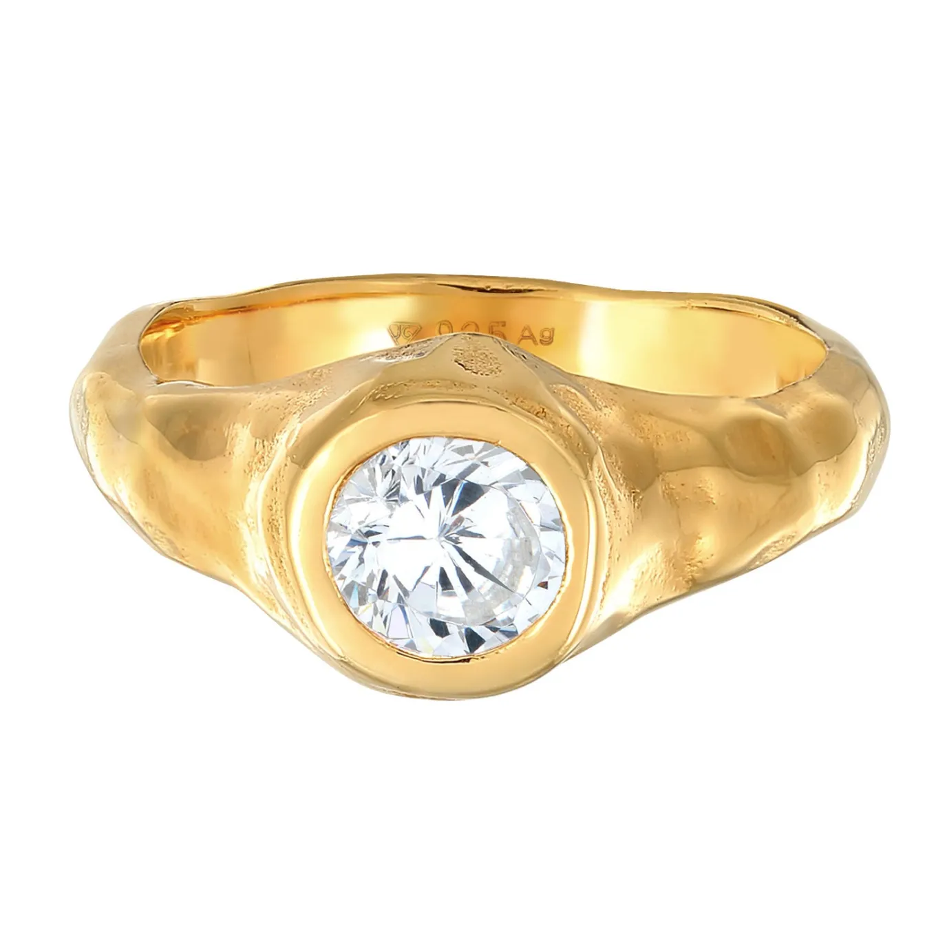Elli "Siegelring Organic | Zirkonia ( Weiß )< Ringe|Vergoldet