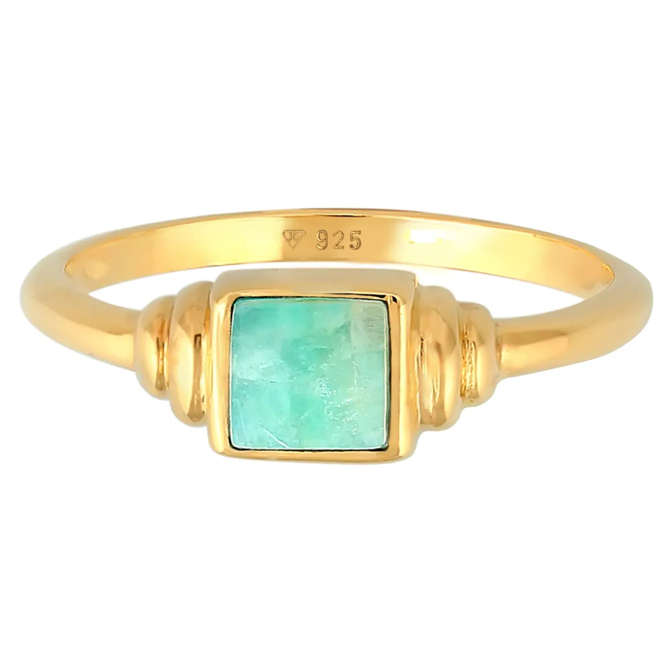 Elli "Siegelring Quadrat Vintage | Amazonit (Blau)< Ringe|Vergoldet