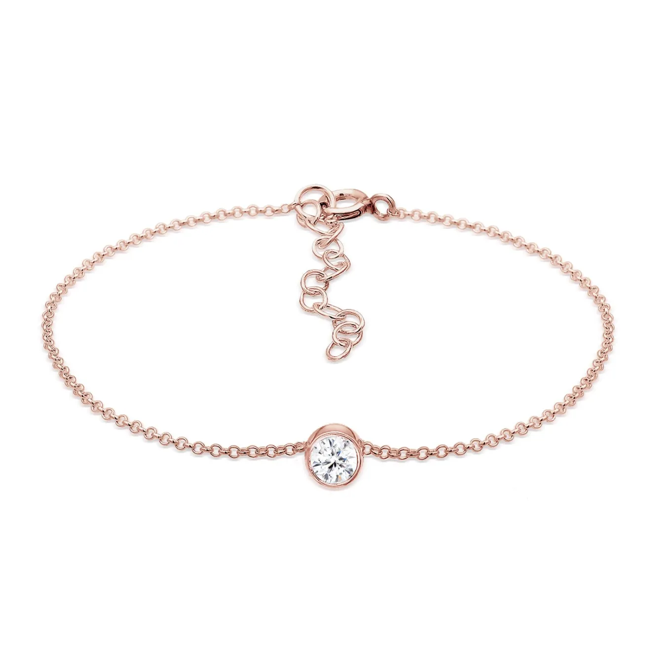 Elli "Solitär-Armband | Kristall ( Weiß )< Roségold|Armbänder