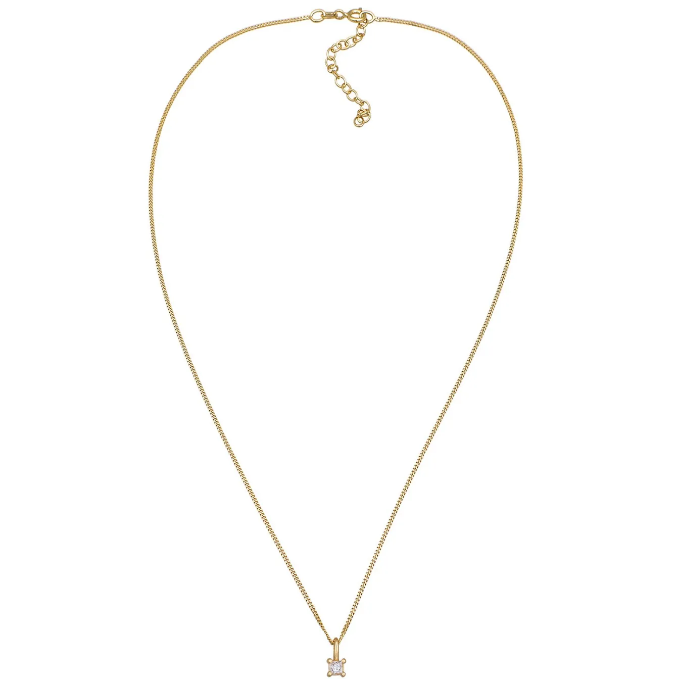 Elli "Solitär-Halskette | Diamant (Weiß, 0.1 ct.)< Halsketten|Silber