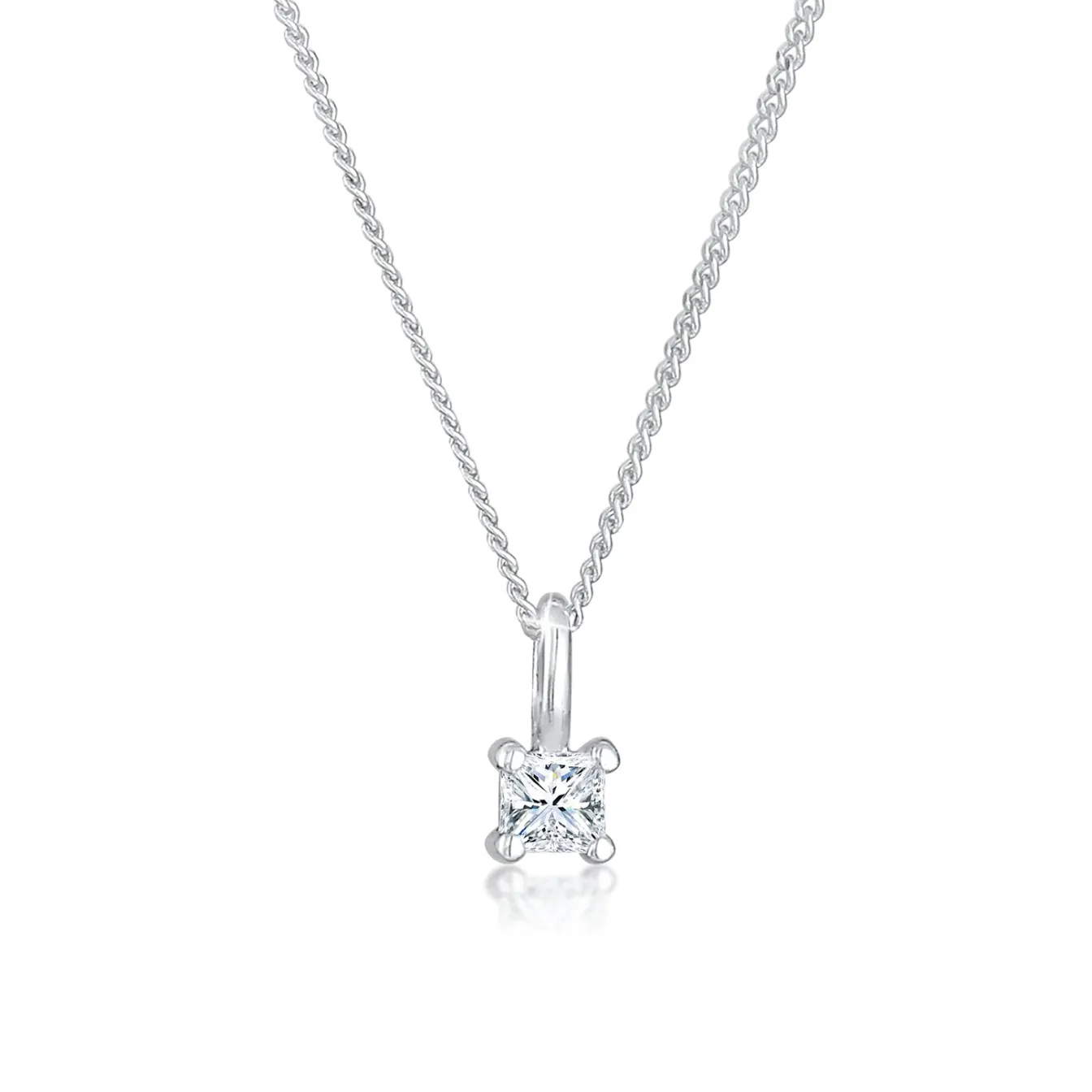 Elli "Solitär-Halskette | Diamant (Weiß, 0.1 ct.)< Halsketten|Silber