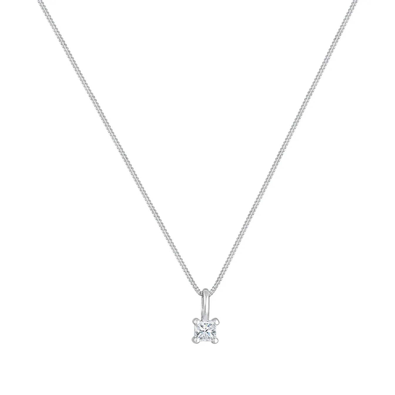 Elli "Solitär-Halskette | Diamant (Weiß, 0.1 ct.)< Halsketten|Silber