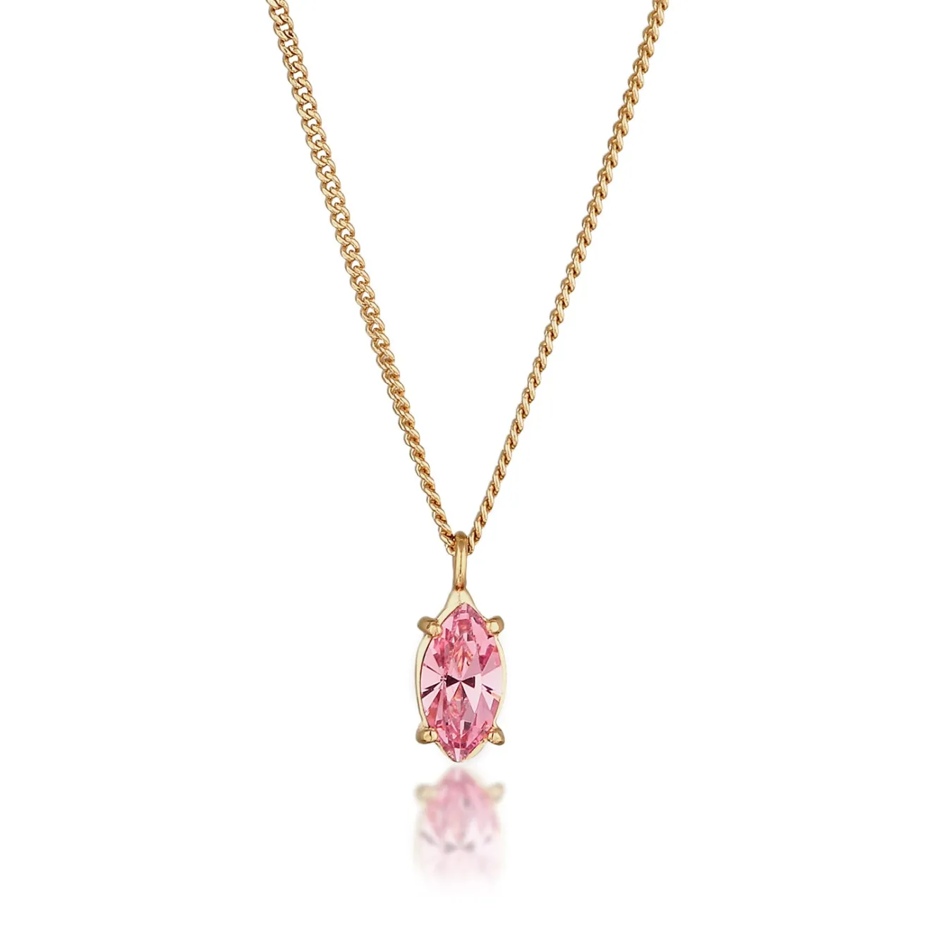 Elli "Solitär-Halskette | Glas Kristalle (Rose)< Vergoldet|Halsketten