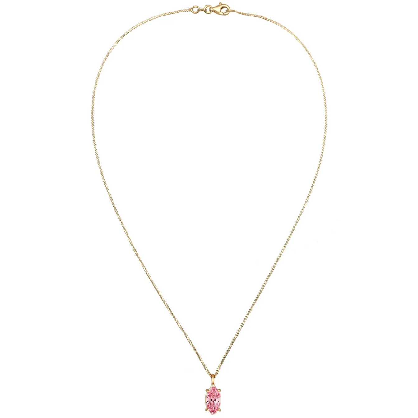 Elli "Solitär-Halskette | Glas Kristalle (Rose)< Vergoldet|Halsketten