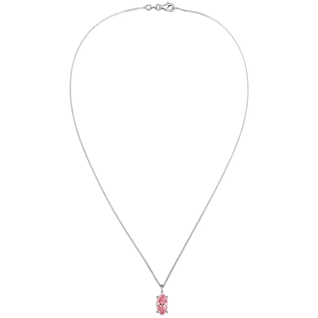 Elli "Solitär-Halskette | Glas Kristalle (Rose)< Vergoldet|Halsketten