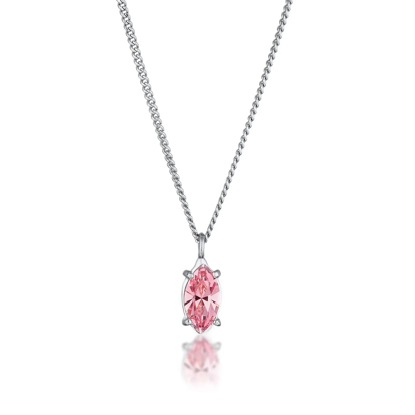 Elli "Solitär-Halskette | Glas Kristalle (Rose)< Vergoldet|Halsketten