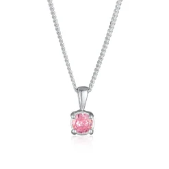Elli "Solitär-Halskette | Zirkonia (Rosa)< Halsketten|Silber