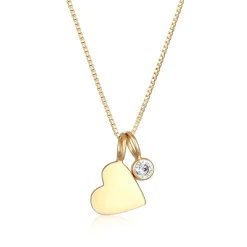 Elli "Solitär-Halskette Herz | Kristall (Weiß)< Vergoldet|Symbol-schmuck