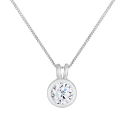 Elli "Solitär-Halskette Rund | Zirkonia (Weiß)< Halsketten|Silber