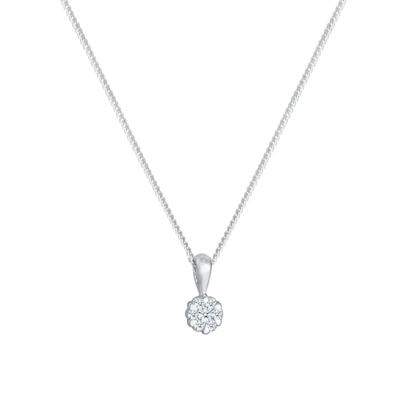 Elli "Solitär-Kette | Diamant ( Weiß, 0,12 ct )< Halsketten|Silber