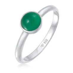 Elli "Solitär-Ring | Achat (Grün)< Vergoldet|Ringe