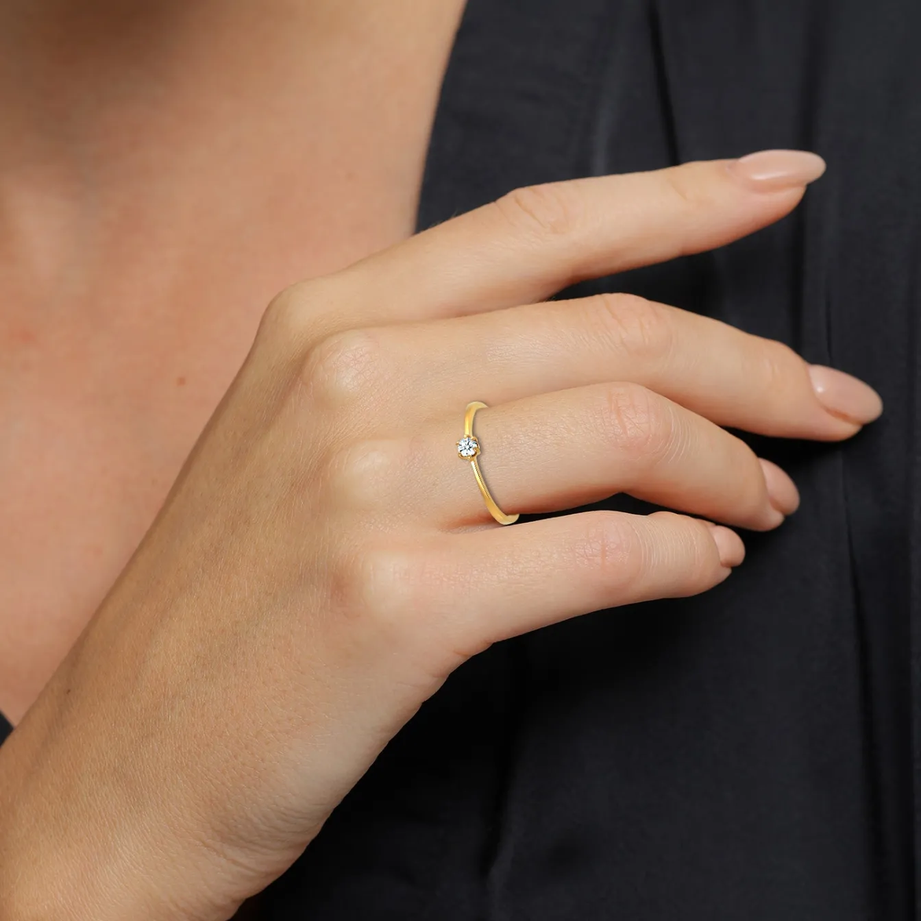 Elli "Solitär-Ring | Diamant ( , 0,11 ct )< Ringe|Echtgold