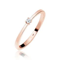 Elli "Solitär-Ring | Diamant ( Weiß, 0,03 ct )< Roségold|Ringe