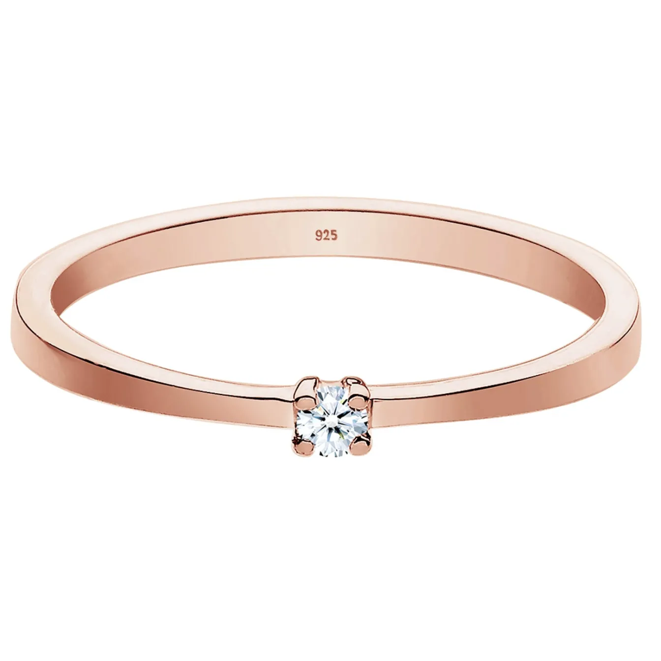 Elli "Solitär-Ring | Diamant ( Weiß, 0,03 ct )< Roségold|Ringe
