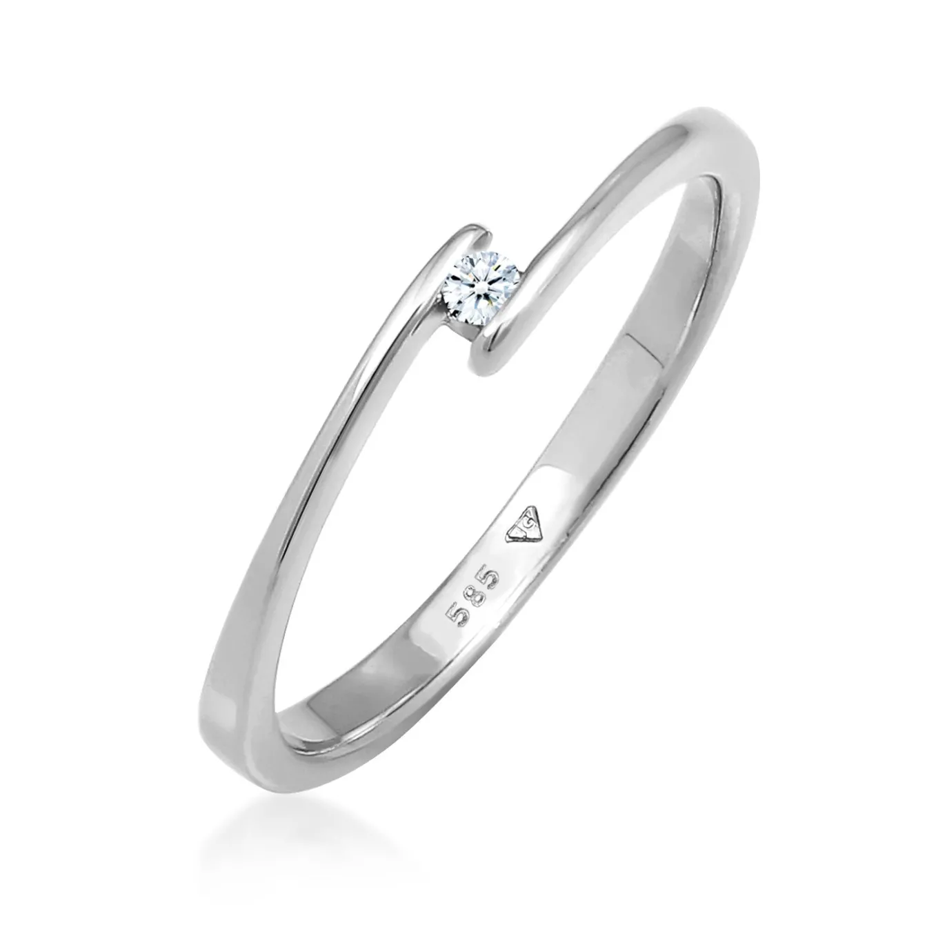 Elli "Solitär-Ring | Diamant ( Weiß, 0,03 ct )< Weissgold|Letzte Chance