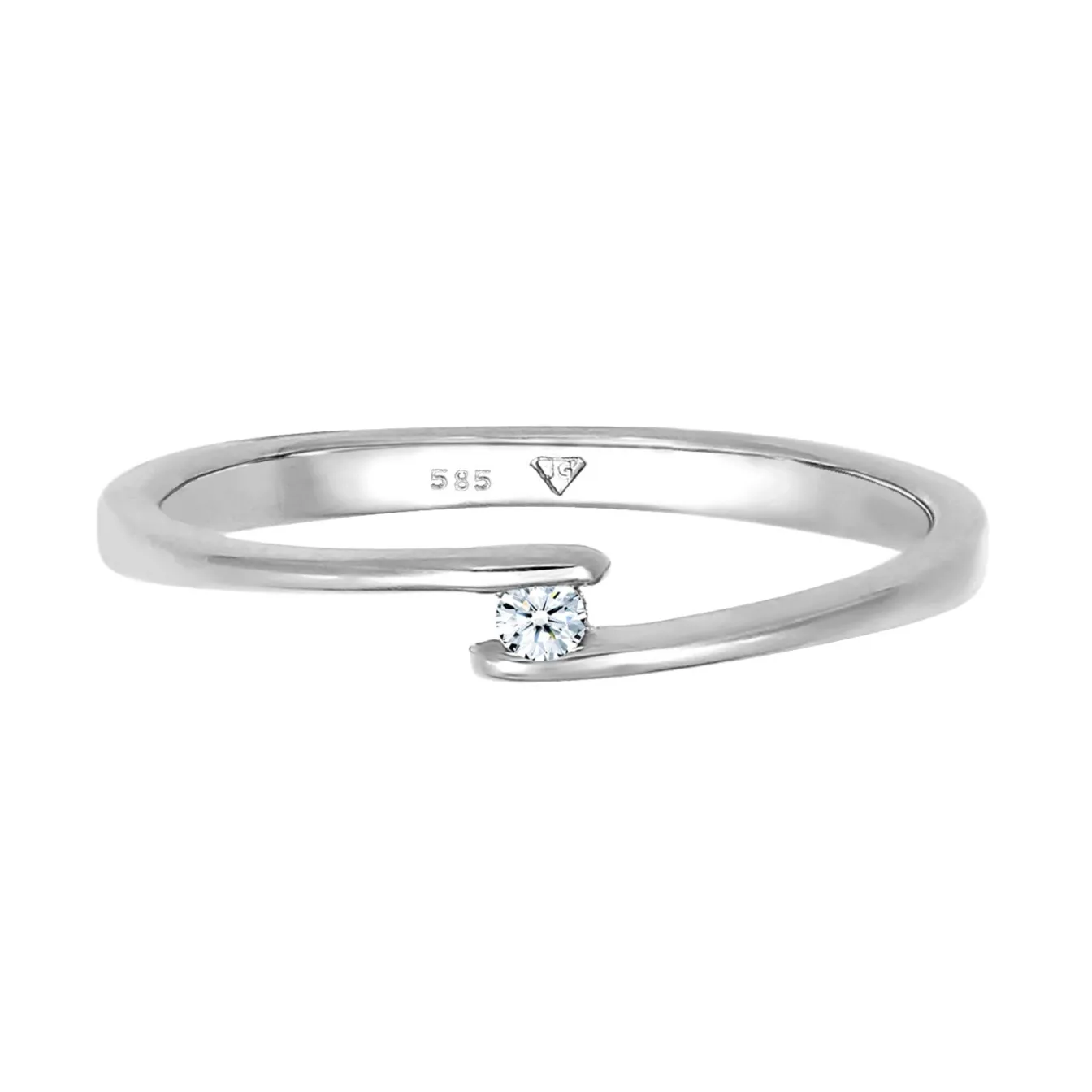Elli "Solitär-Ring | Diamant ( Weiß, 0,03 ct )< Weissgold|Letzte Chance