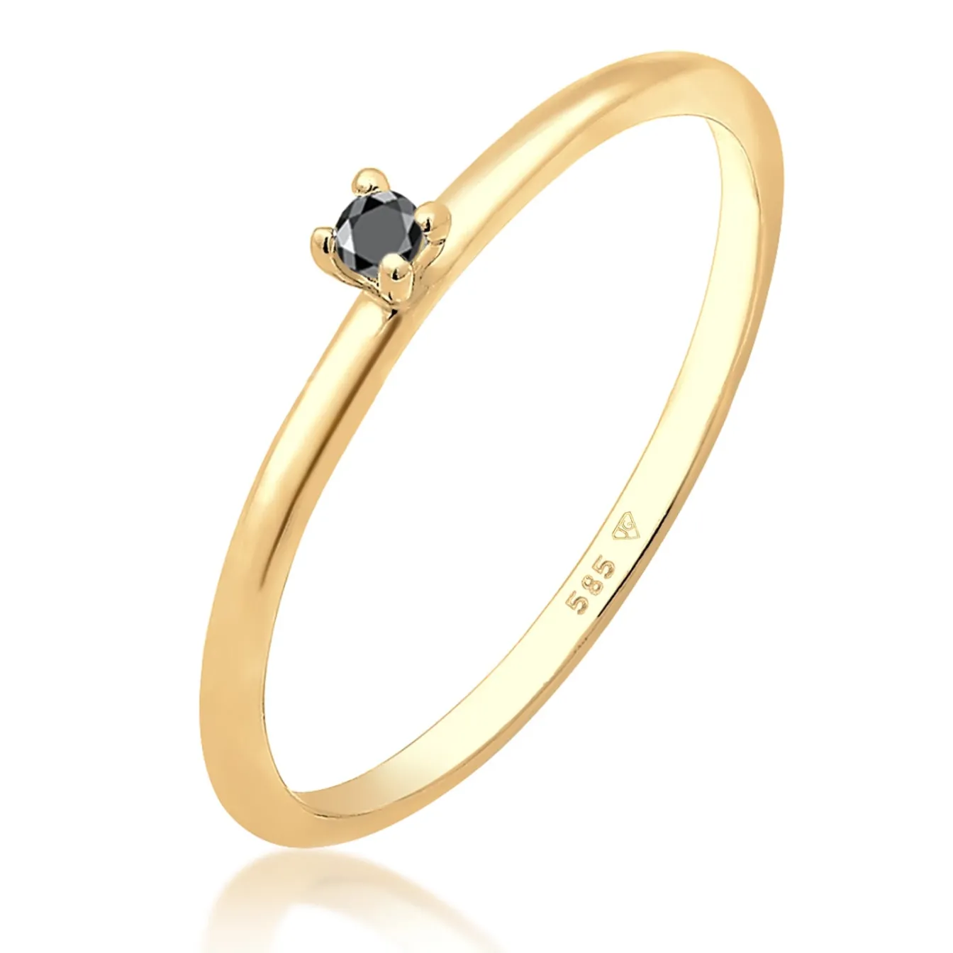 Elli "Solitär-Ring | Diamant (Schwarz, 0.003 ct)< Ringe|Echtgold