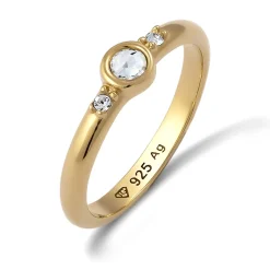 Elli "Solitär-Ring | Glas Kristalle (Weiß)< Vergoldet|Ringe