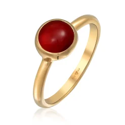 Elli "Solitär-ring | Karneol (Rot)< Vergoldet|Ringe