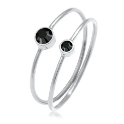Elli "Solitär-Ring | Kristall ( Schwarz )< Roségold|Ringe