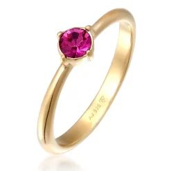 Elli "Solitär-Ring | Kristall (Rot-Rosa)< Vergoldet|Ringe