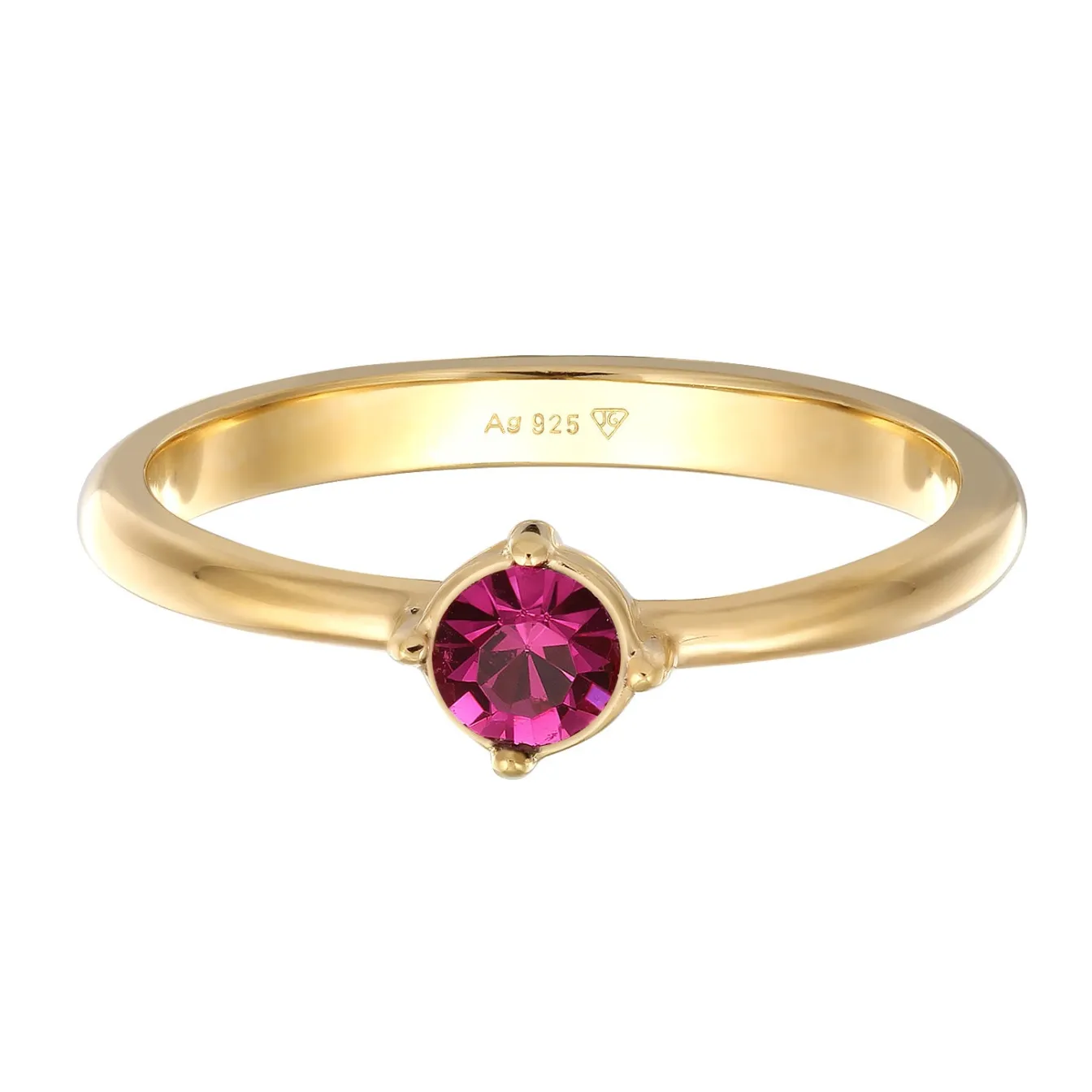 Elli "Solitär-Ring | Kristall (Rot-Rosa)< Vergoldet|Ringe