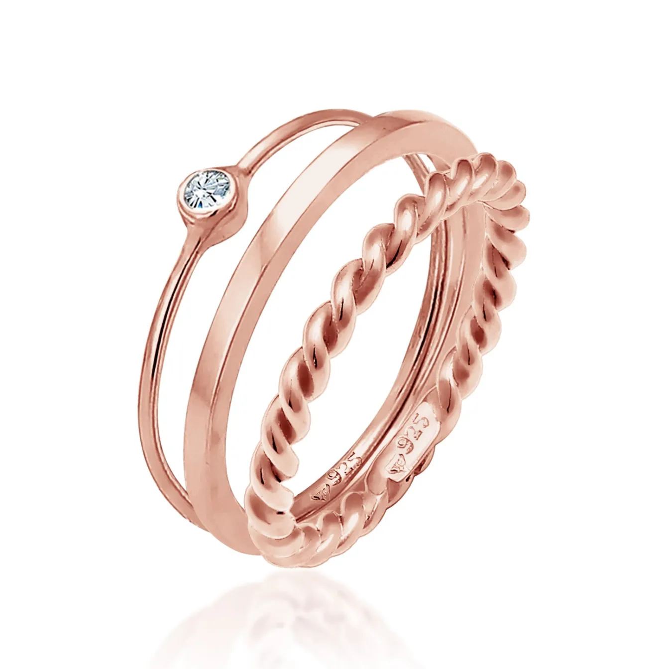 Elli "Solitär-Ring | Kristall (Weiß)< Roségold|Ringe