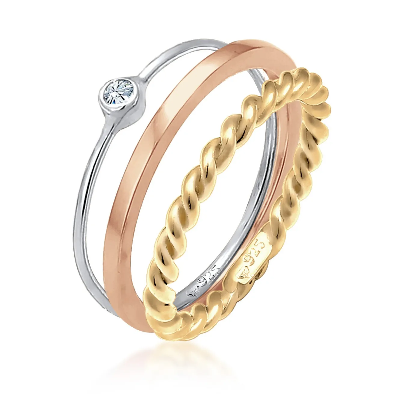 Elli "Solitär-Ring | Kristall (Weiß)< Roségold|Ringe