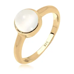 Elli "Solitär-Ring | Mondstein ( Weiß )< Roségold|Ringe