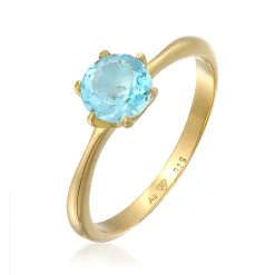 Elli "Solitär-Ring | Topas (Hellblau)< Ringe|Vergoldet
