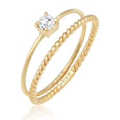 Elli "Solitär-Ring | Zirkonia ( Weiß )< Roségold|Ringe
