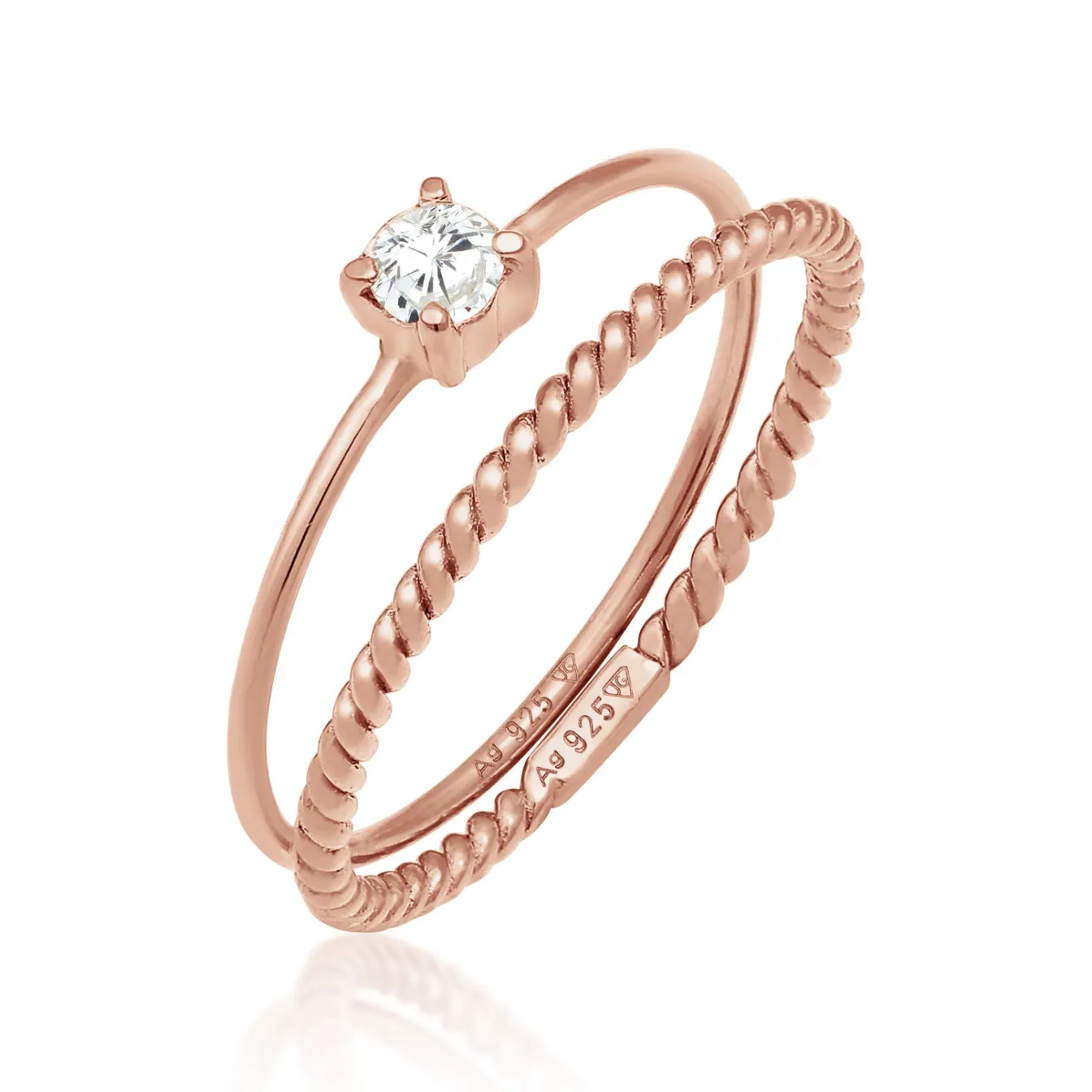 Elli "Solitär-Ring | Zirkonia ( Weiß )< Roségold|Ringe