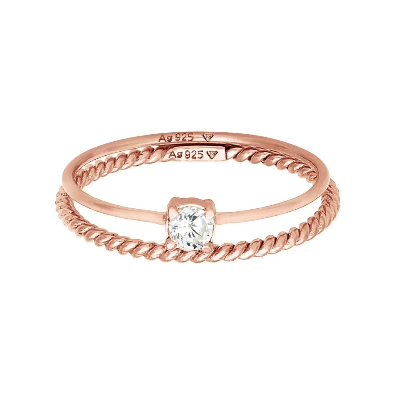 Elli "Solitär-Ring | Zirkonia ( Weiß )< Roségold|Ringe