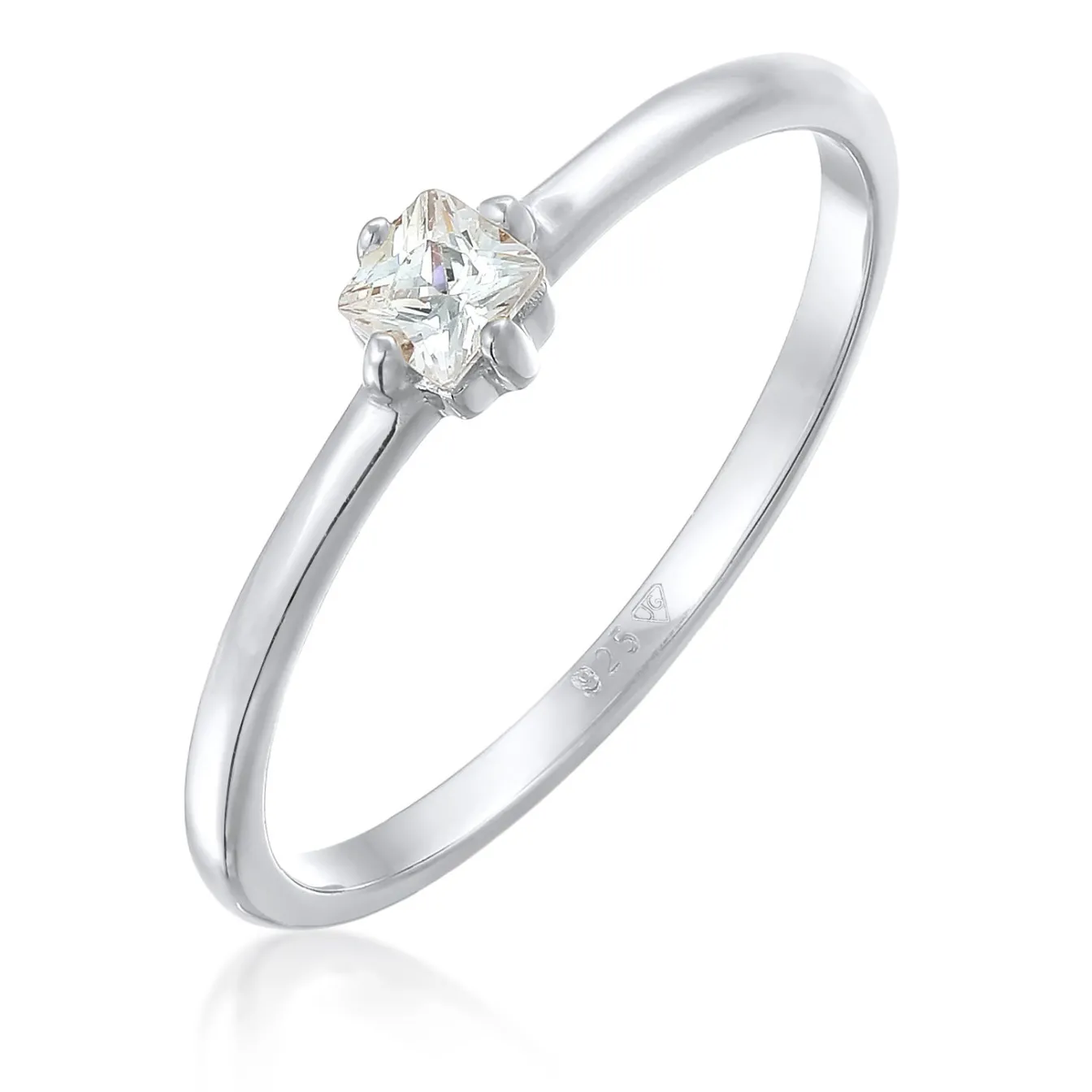 Elli "Solitär-Ring | Zirkonia Kristall (Weiß)< Ringe|Silber