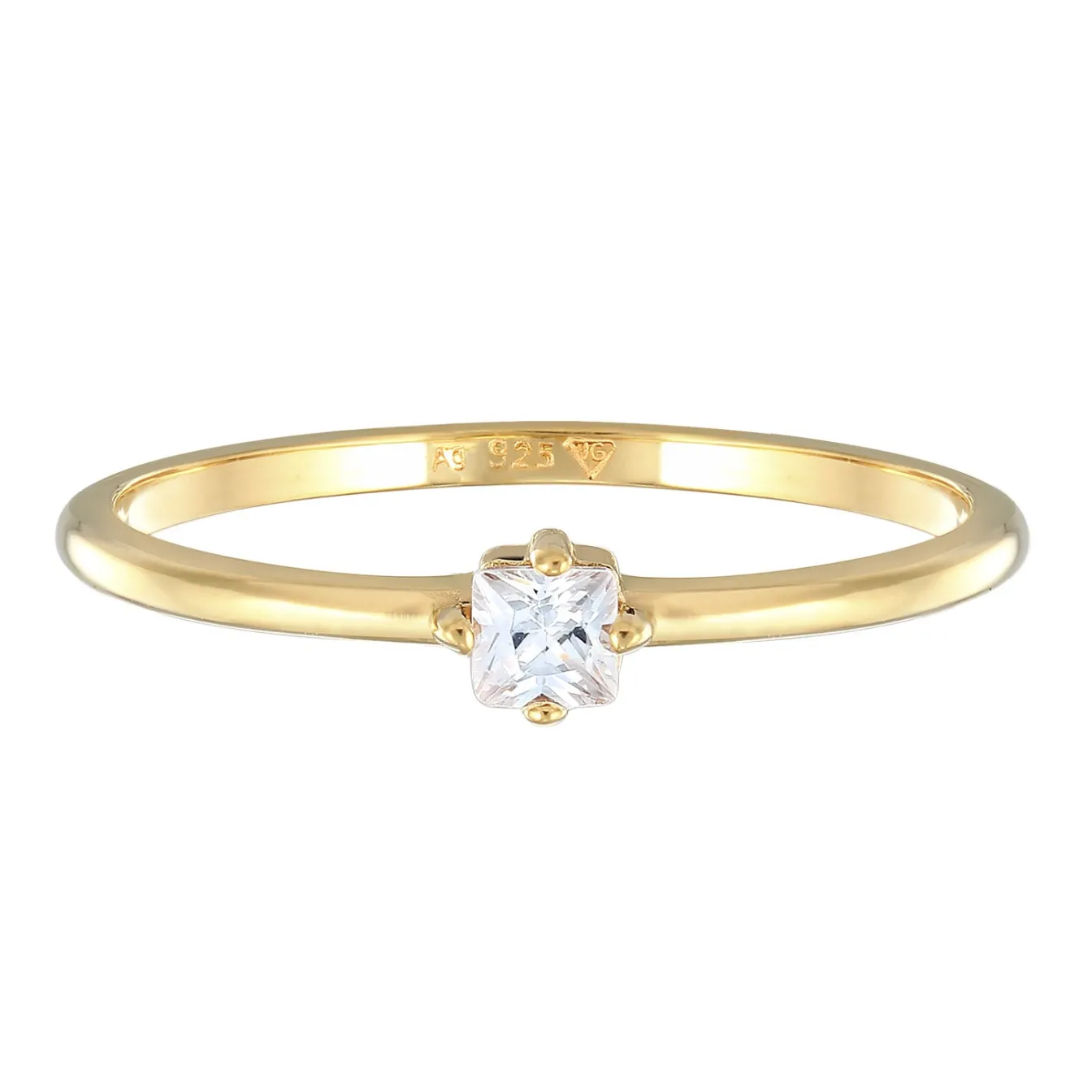 Elli "Solitär-Ring | Zirkonia Kristall (Weiß)< Ringe|Silber