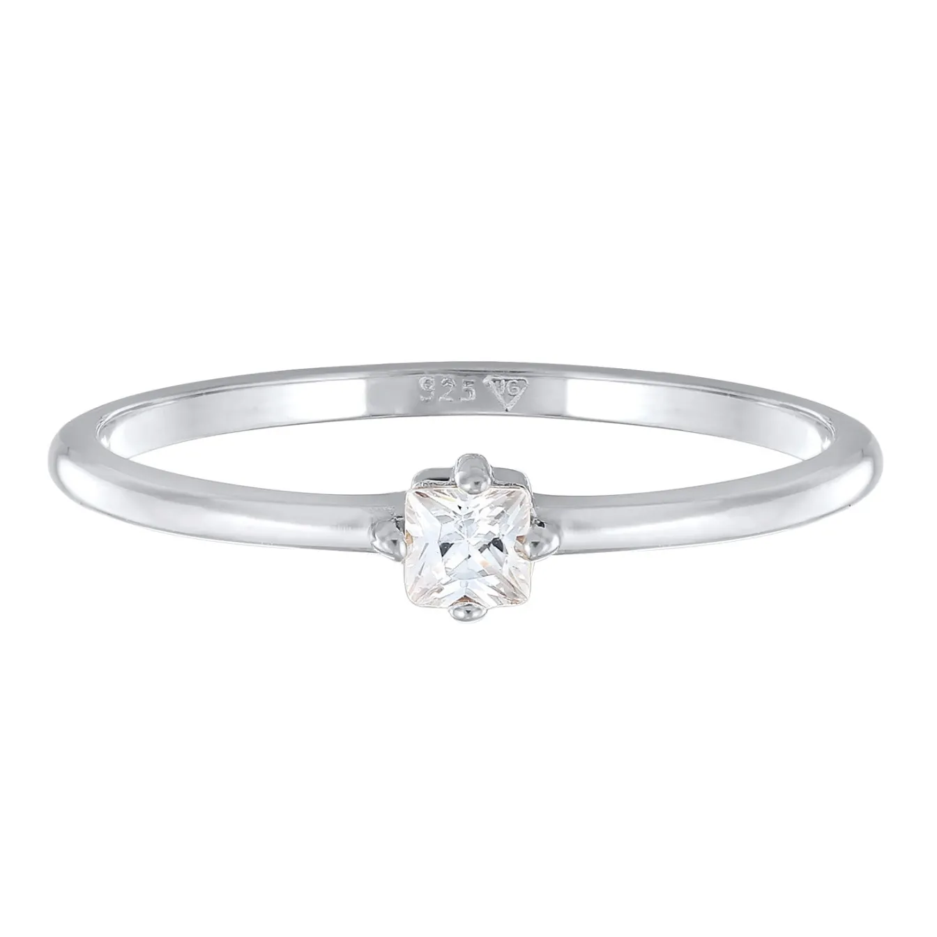Elli "Solitär-Ring | Zirkonia Kristall (Weiß)< Ringe|Silber