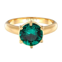 Elli "Solitär-Ring Elegant | Kristall (Grün)< Ringe|Vergoldet