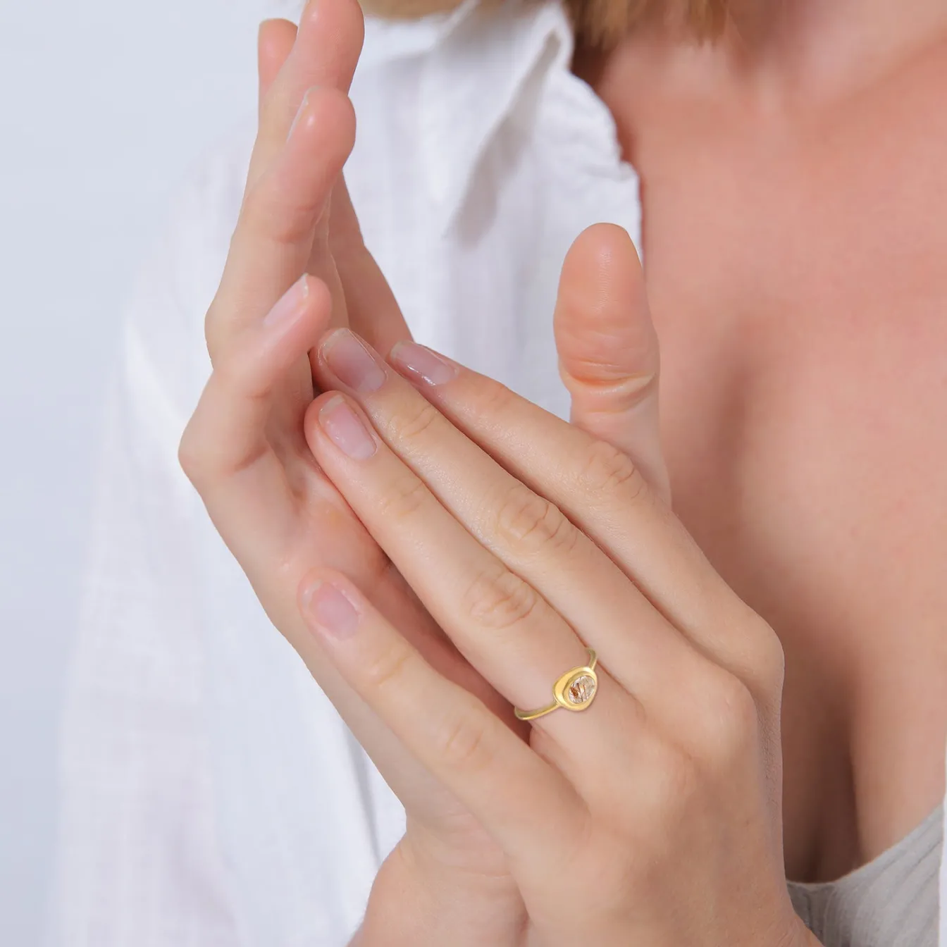 Elli "Solitär-Ring Engelshaar | Quarz ( Weiß )< Ringe|Edelsteine