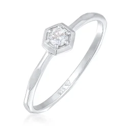 Elli "Solitär-Ring Geo | Zirkonia (Weiß)< Ringe|Silber