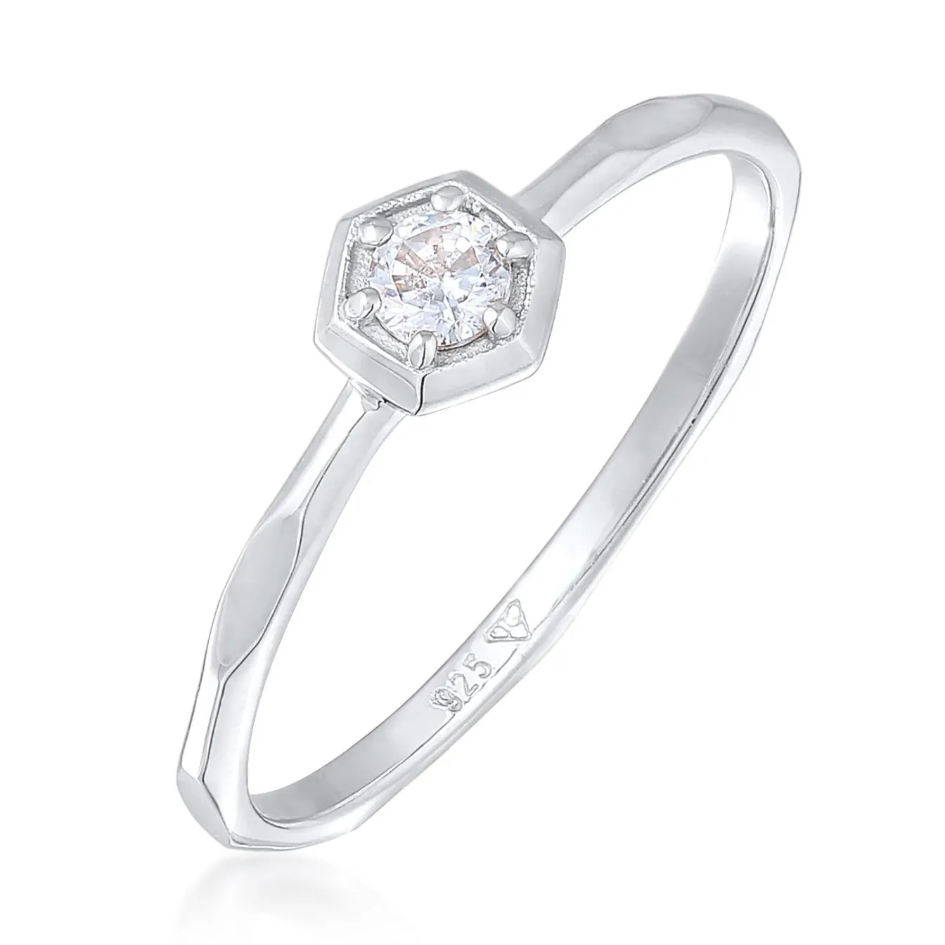 Elli "Solitär-Ring Geo | Zirkonia (Weiß)< Ringe|Silber