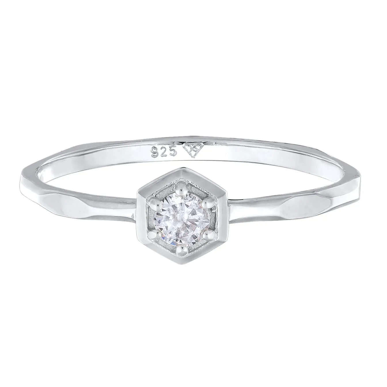 Elli "Solitär-Ring Geo | Zirkonia (Weiß)< Ringe|Silber