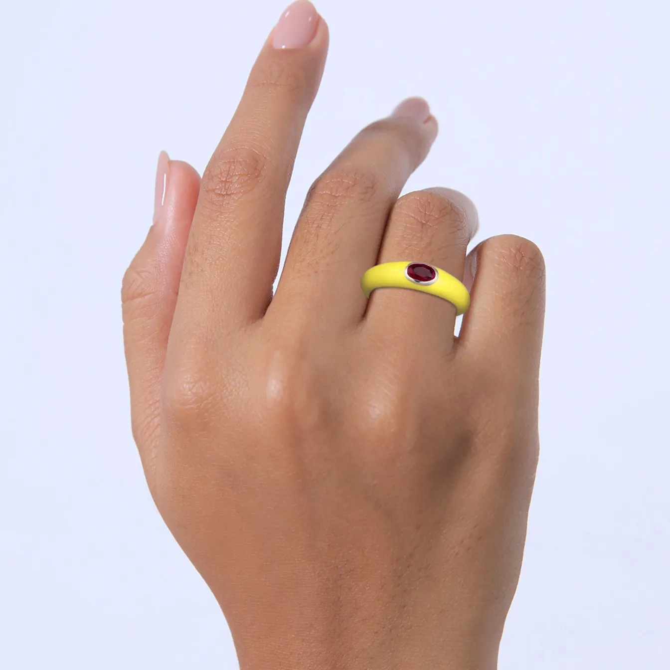 Elli "Solitär-Ring Oval | Emaille, Zirkonia (Grün)< Ringe