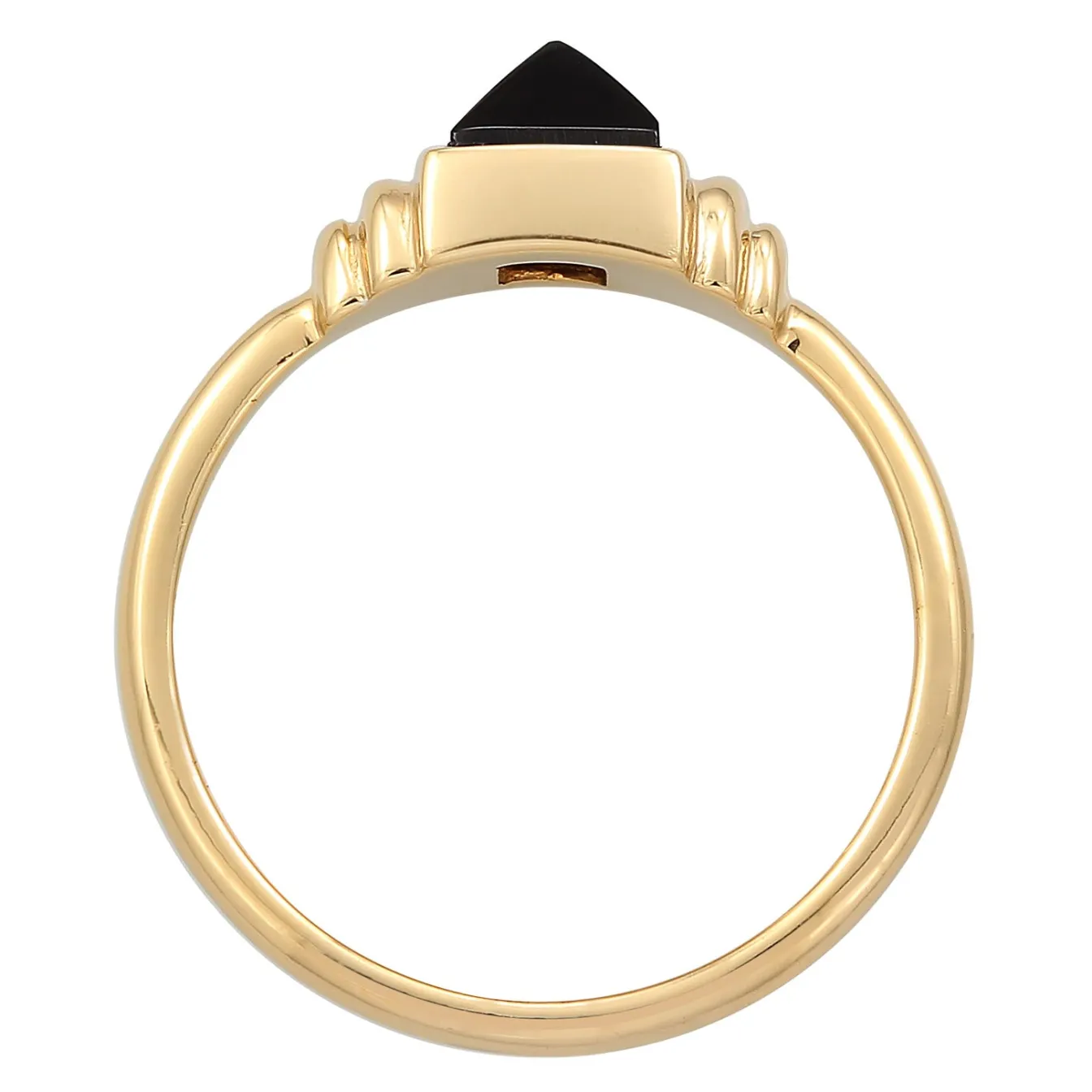 Elli "Solitär-Ring Quadrat | Onyx (Schwarz)< Vergoldet|Ringe