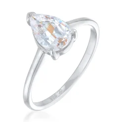 Elli "Solitär-Ring Tropfen | Zirkonia (Weiß)< Ringe|Silber