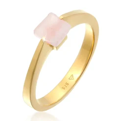 Elli "Solitär-Ring Viereck | Quarz (Rosa)< Ringe|Edelsteine