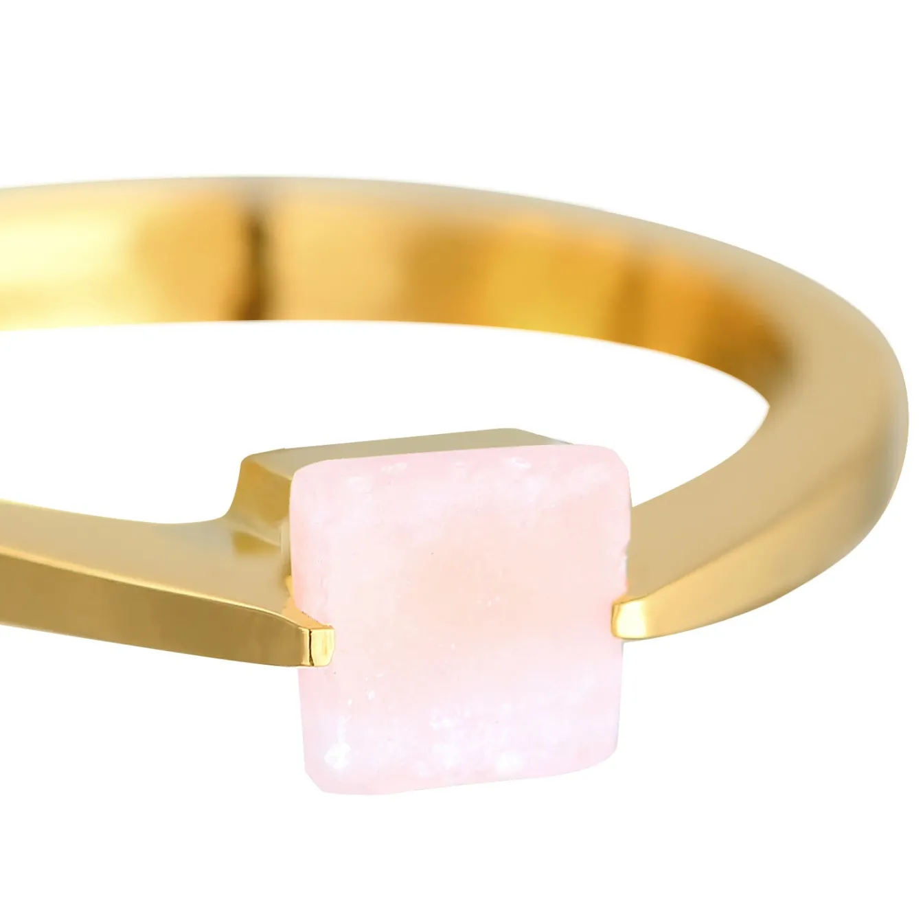 Elli "Solitär-Ring Viereck | Quarz (Rosa)< Ringe|Edelsteine