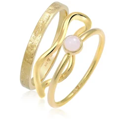 Elli "Solitär-Ringset |Quarz (Rosa)< Ringe|Vergoldet