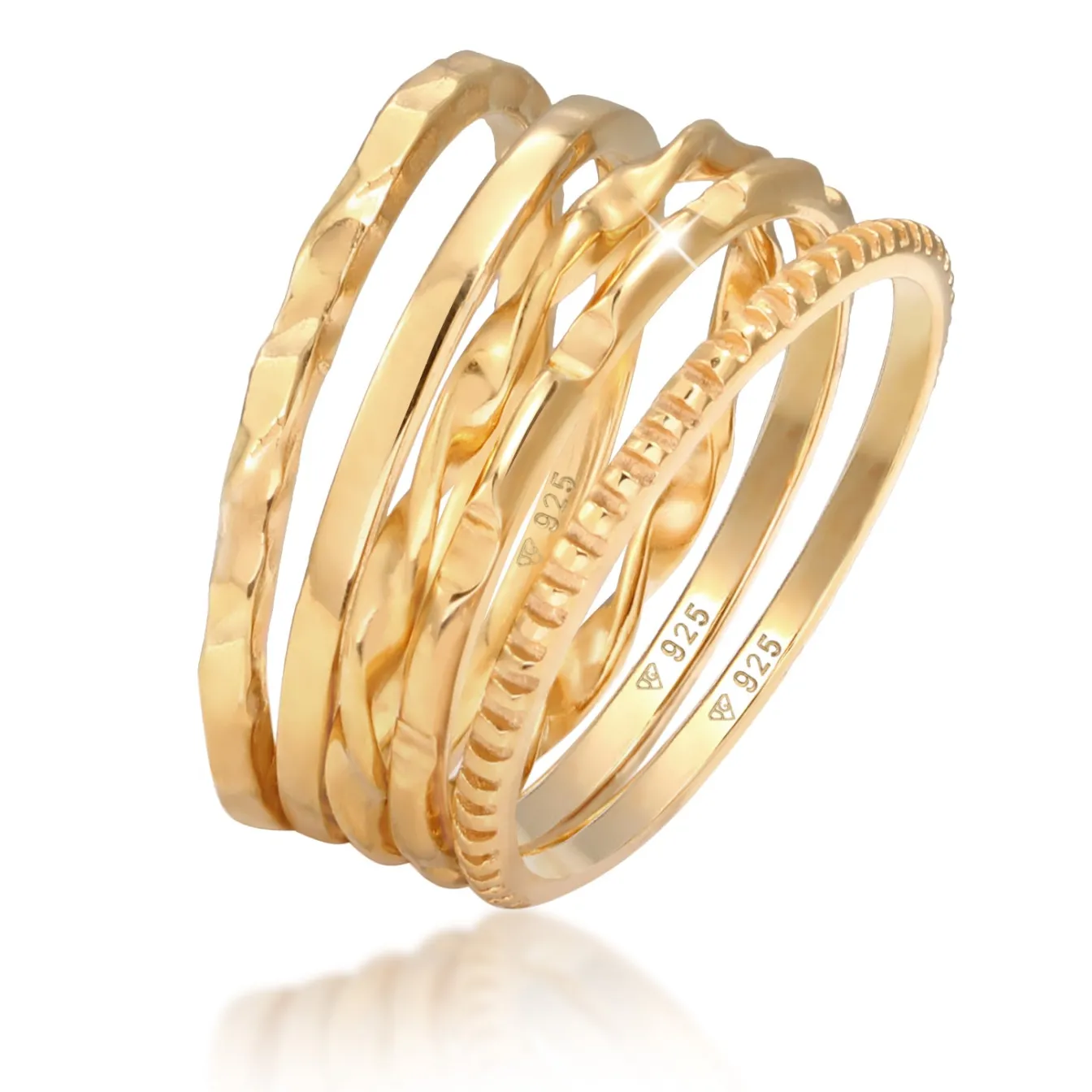 Elli "Stapelring 5er Set< Ringe|Vergoldet