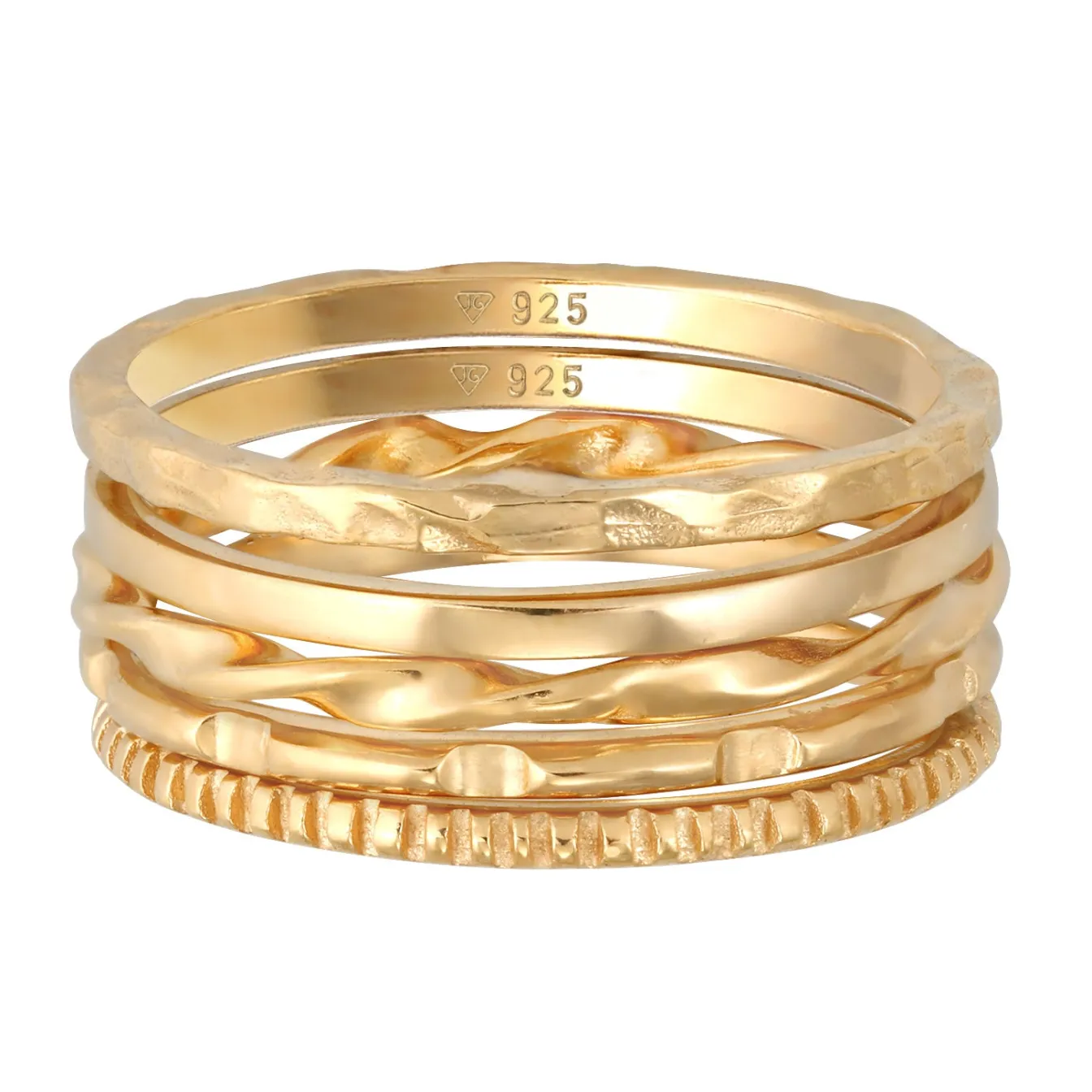 Elli "Stapelring 5er Set< Ringe|Vergoldet