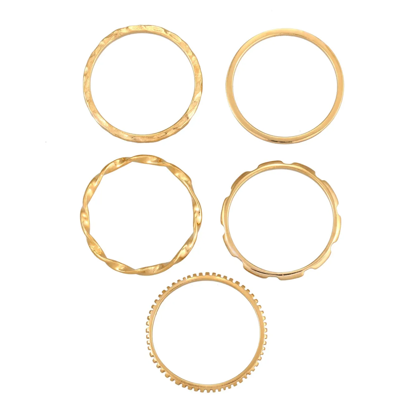 Elli "Stapelring 5er Set< Ringe|Vergoldet